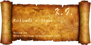 Kolimár Irma névjegykártya